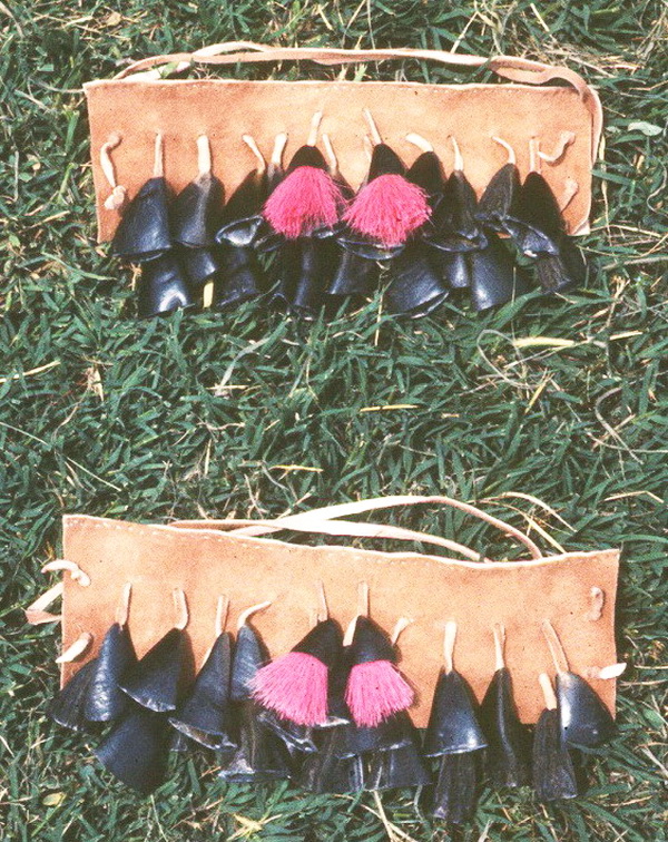 Associated image for entry 'deerhoof rattles; leg rattles made of deer hooves; garter with deer hooves worn by the men at dances'